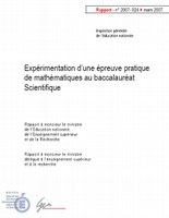 Expérimentation d’une épreuve pratique de mathématiques au baccalauréat Scientifique